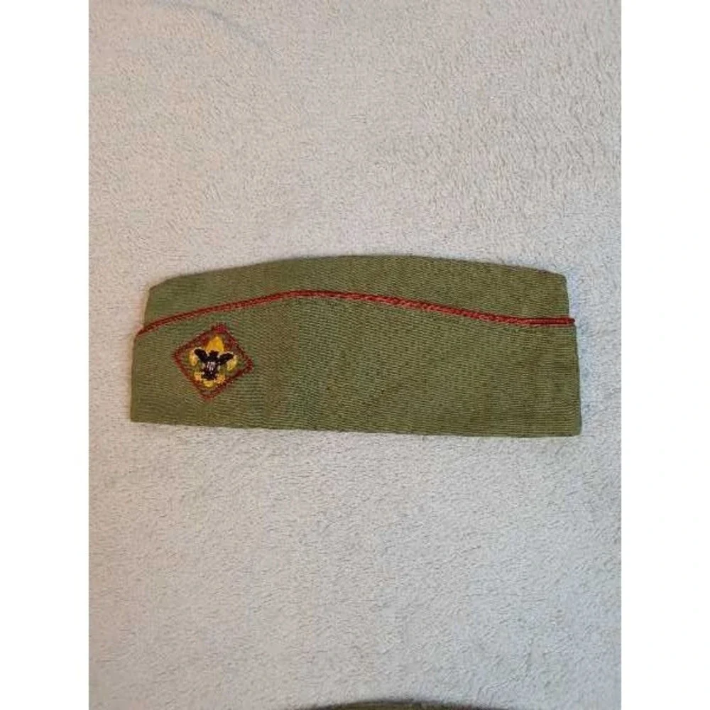 Boy Scouts Of America Garrison Hat Green Red Trim‎ Large 7 7/8 Scout Insignia